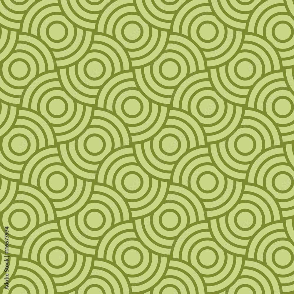 Green circles pattern background. Seamless vector pattern. Geometric shape vector.
