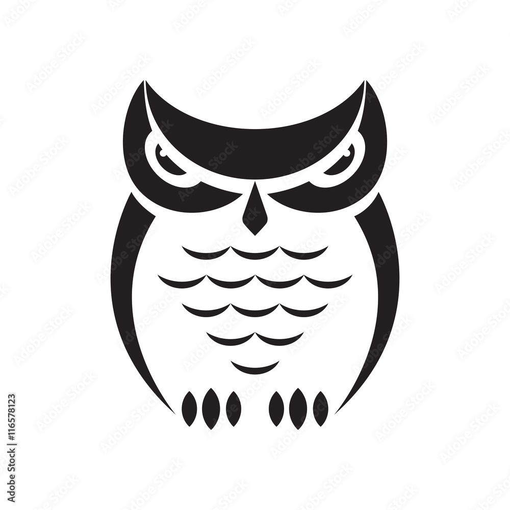 Vector images of owl design on a white background. Vector owl fo Stock