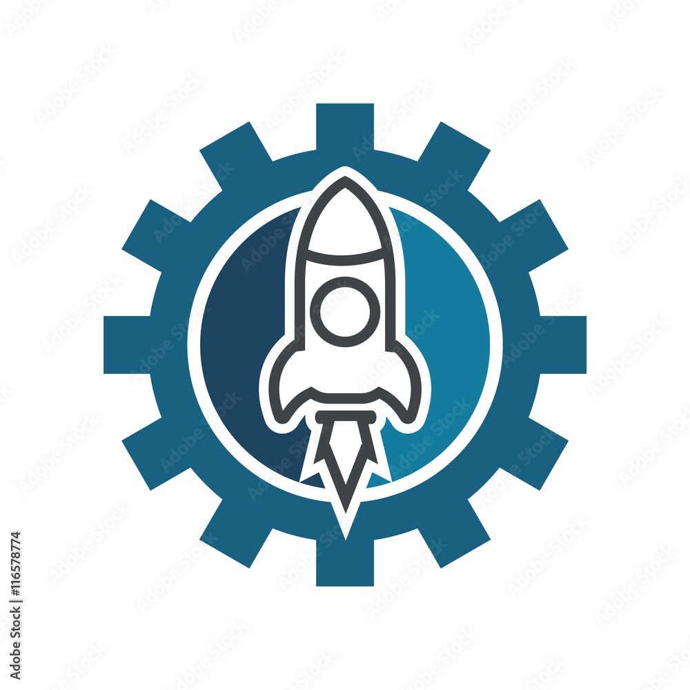 Design logo Rocket gear icon symbol Design logo Rocket gear icon symbol