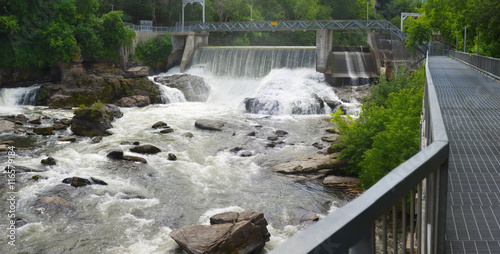 hydroelectric dam on river waterfalls, power plant
