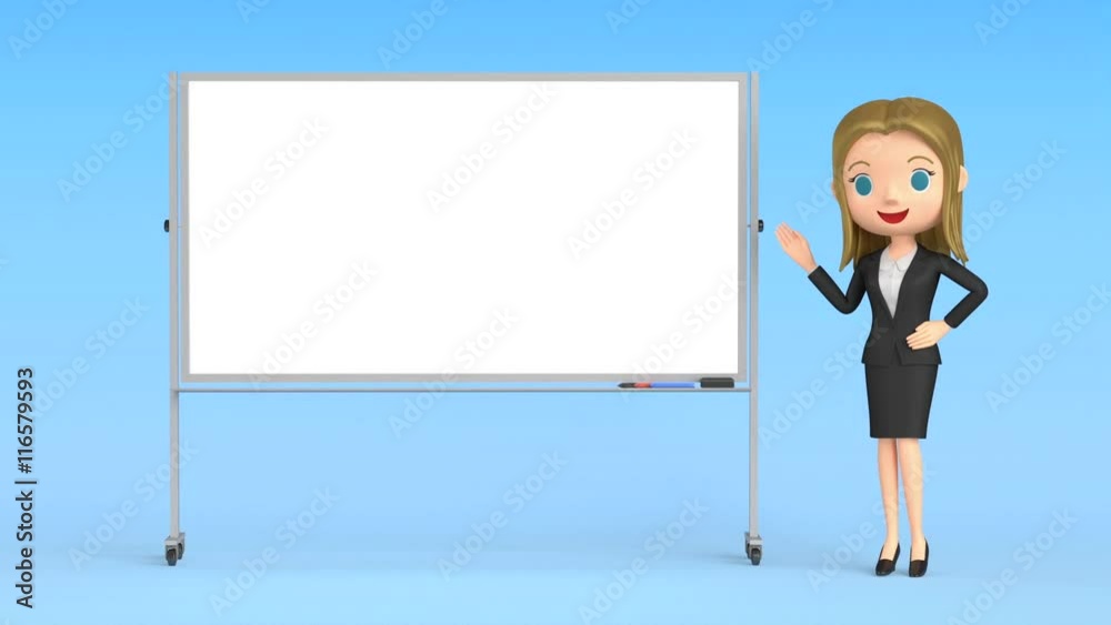 3D animation - Animation of a woman points to the message board. 3D animation - Animation of a woman points to the message board.