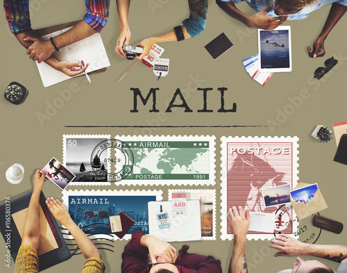 Postal Postage Mail Package Stamp Concept photo