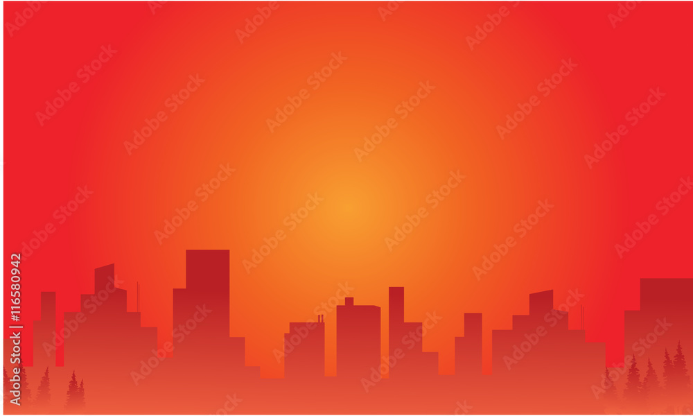 Silhouette of city at afternoon