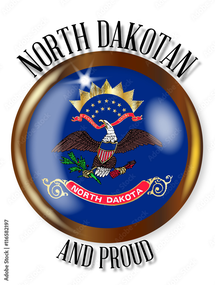 Fototapeta premium North Dakota Proud Flag Button