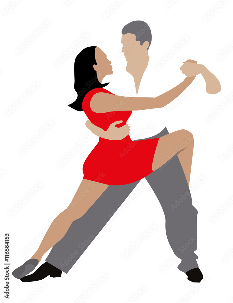 man and woman dancing passionate dance. vector drawing