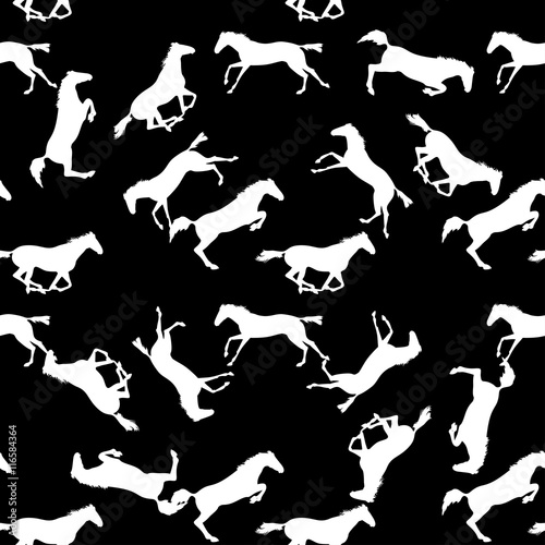 Seamless pattern with silhouette of horse