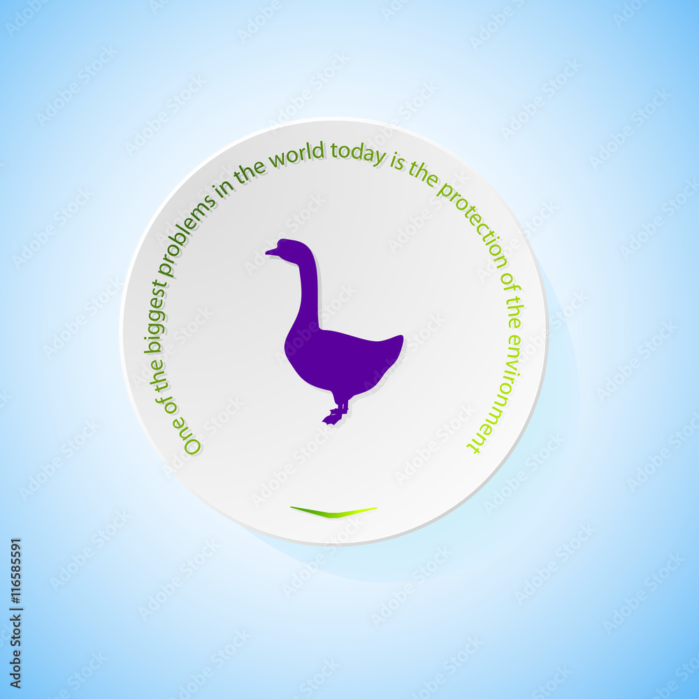 Environmental icons depicting goose with shadow Environmental icons depicting goose with shadow