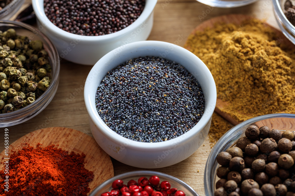 Poppy seeds and other spices Poppy seeds and other spices