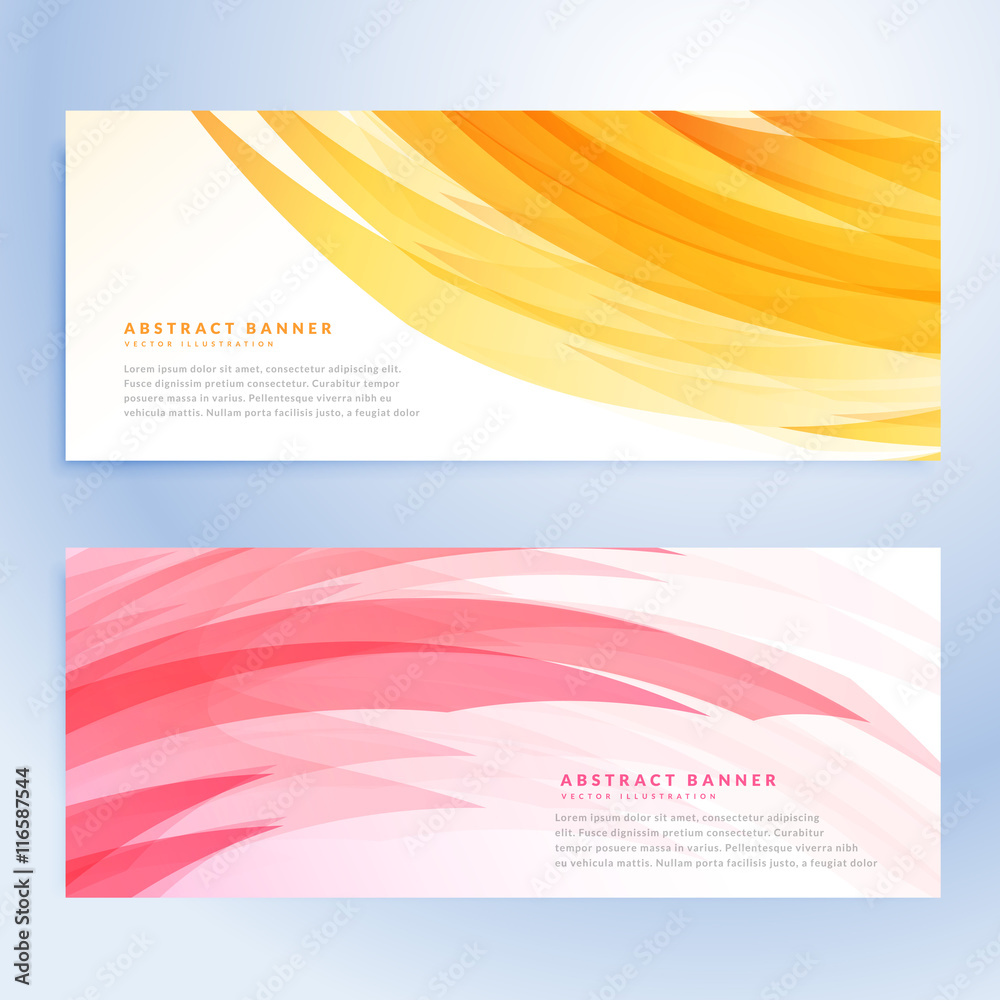 Obraz premium abstract wavy banners set in yellow and pink color