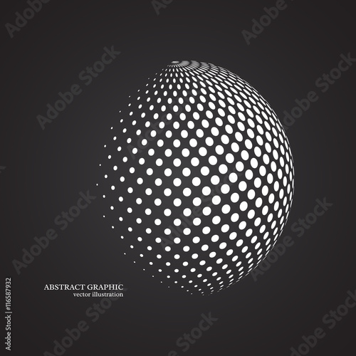 Abstract globe dotted sphere, 3d halftone dot effect. White colo © ludmila_m