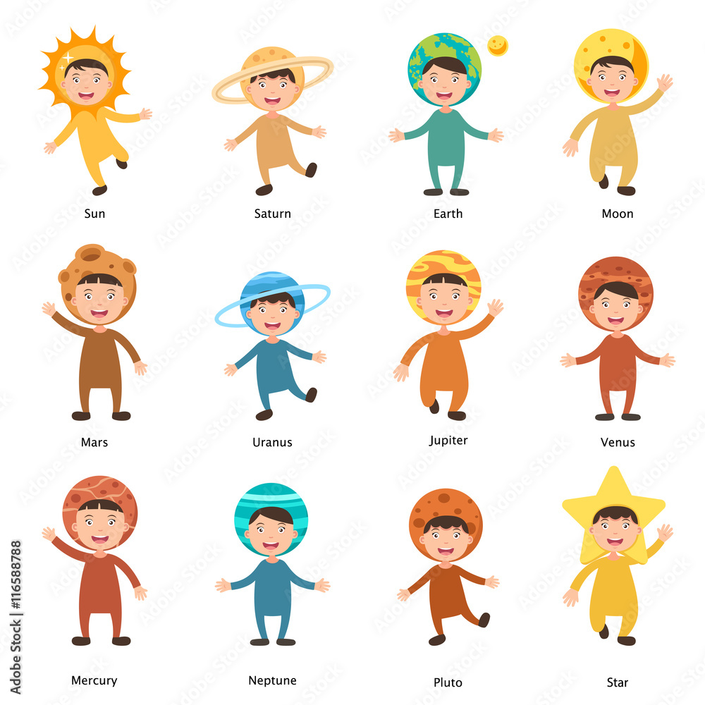 costumes solar system kids vector costumes solar system kids vector