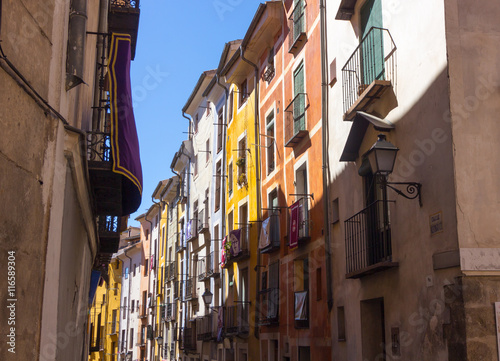 Typical colorful houses in the city of Cuenca, Spain