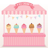 Various ice-cream cone flavor pink shelf 