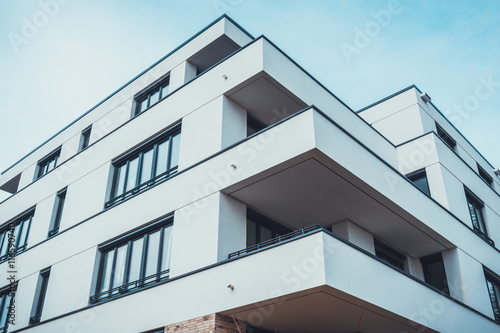 Luxury housing as seen from a street level view