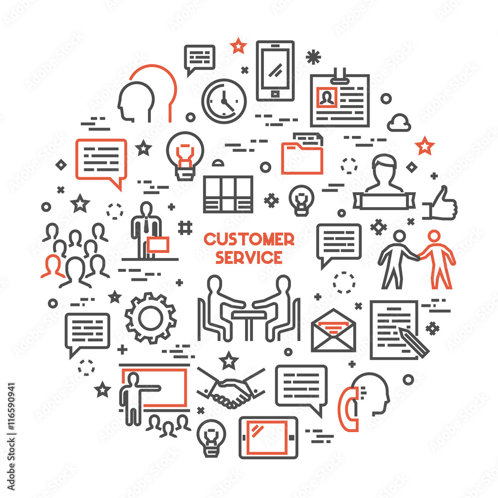Vector line concept customer service Vector line concept customer service