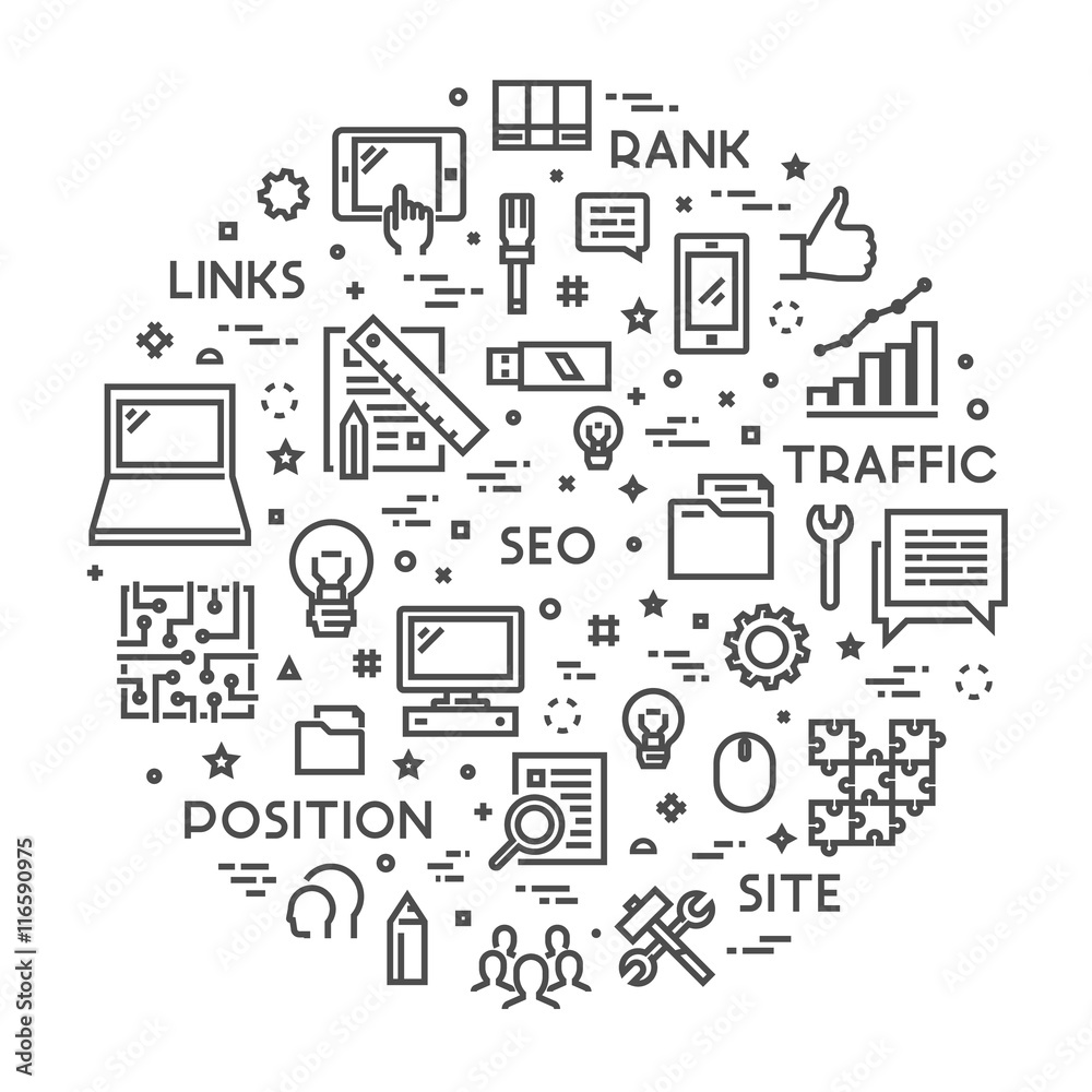 Line concept for search engine optimization Line concept for search engine optimization