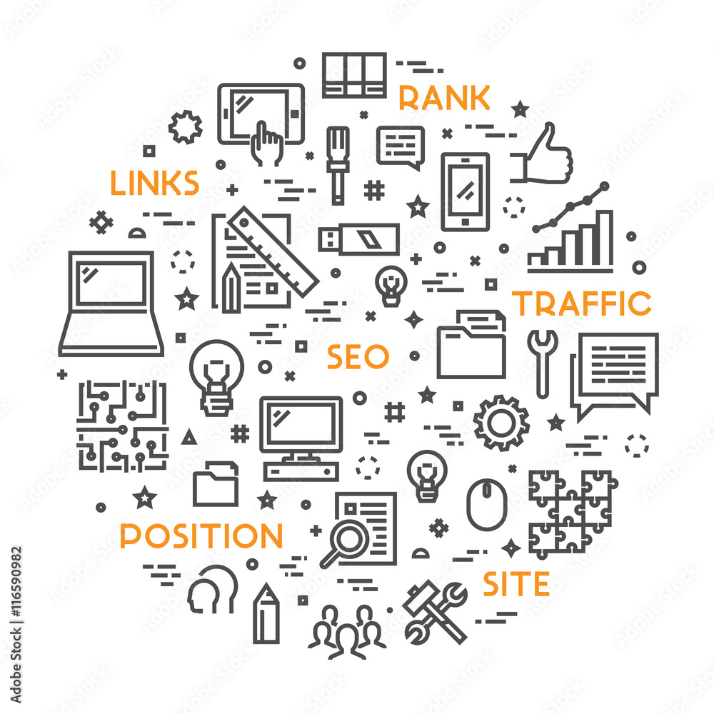 Line concept for search engine optimization Line concept for search engine optimization