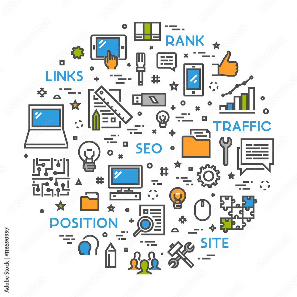 Line concept for search engine optimization Line concept for search engine optimization