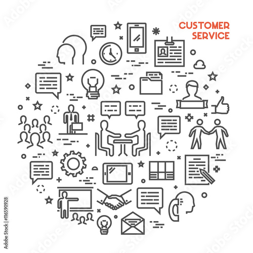 Vector line concept customer service