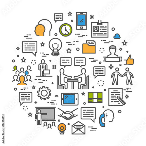 Vector line concept customer service