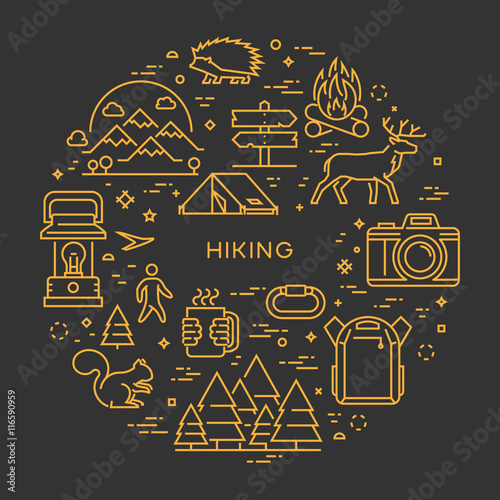 Vector line design concept for hiking