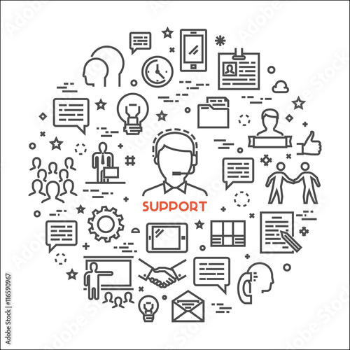 Cool vector line concept for support