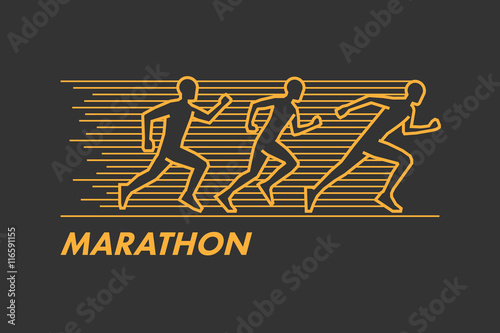 Vector line run and marathon logo