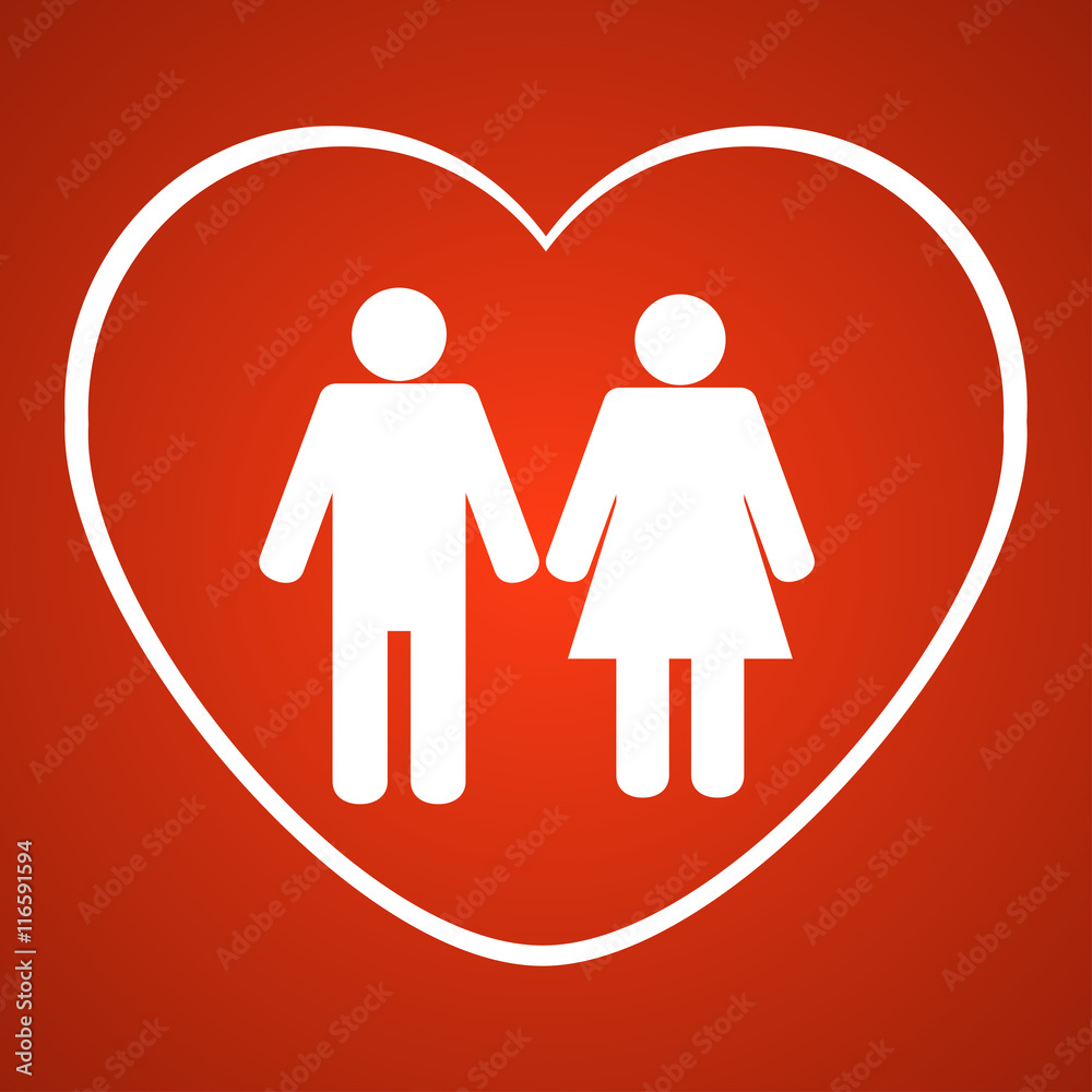 Man and woman icon with love Man and woman icon with love