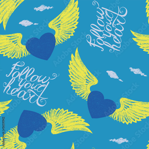 winged blue hearts