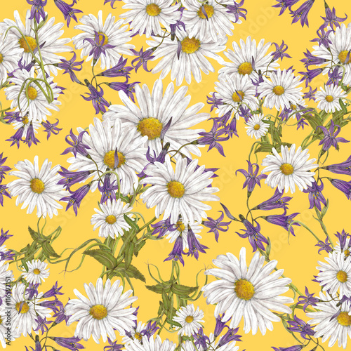 Watercolor pattern on yellow background