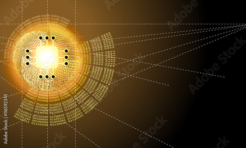 Vector abstract background with circular binary code and process