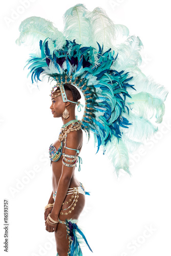 Sideways of woman samba dancer looking away