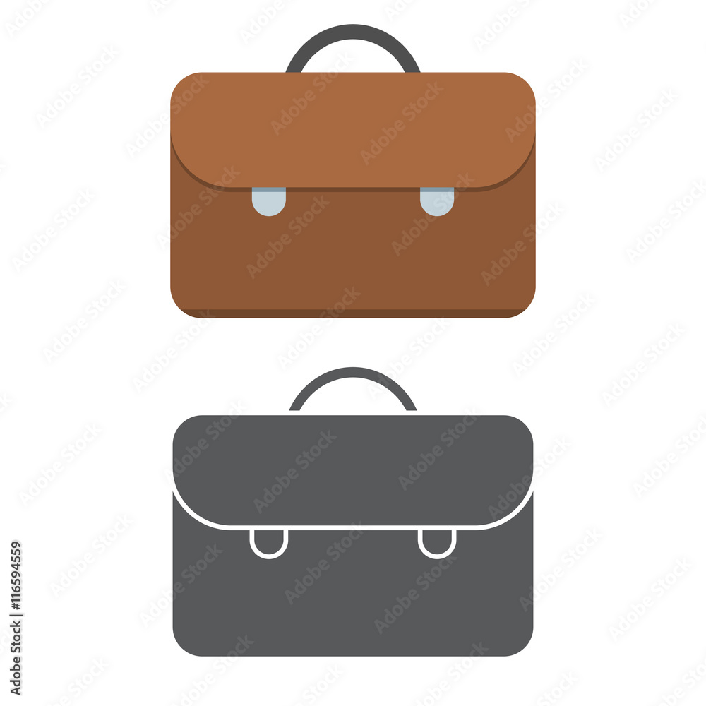 Brown case vector icon. Leather hand bag or portfolio illustration in flat and outline design. Brown case vector icon. Leather hand bag or portfolio illustration in flat and outline design.