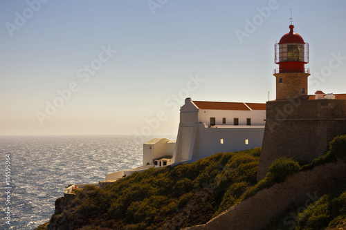lighthouse on top of cliff at Cabo Sao Vicente, Algarve region, © czamfir