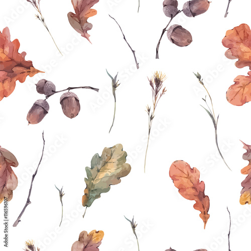 Botanical autumn seamless pattern