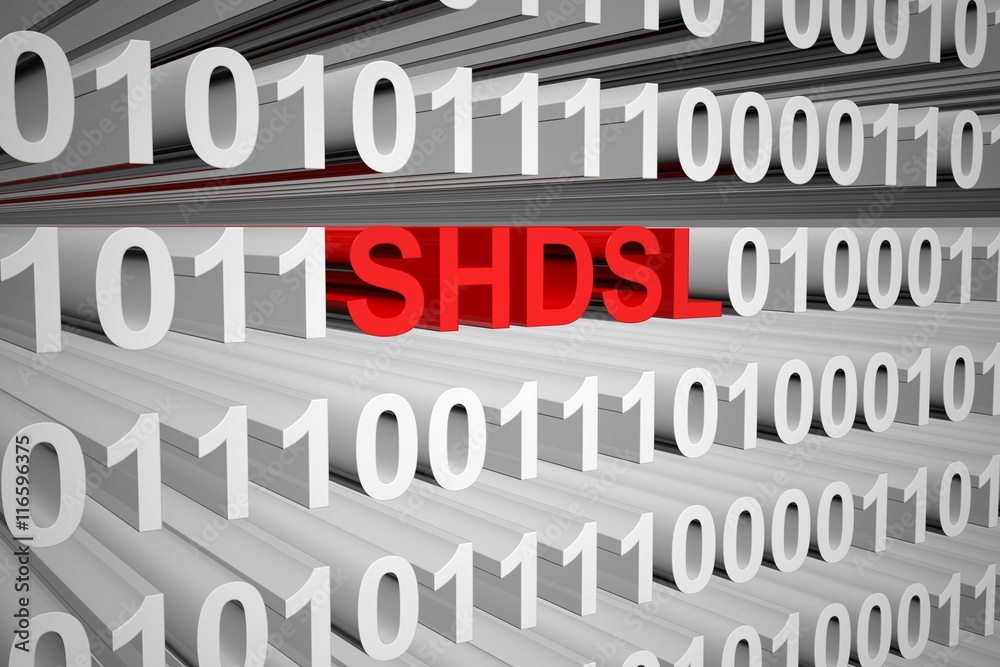 SHDSL in the form of binary code, 3D illustration