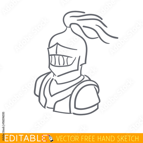Medieval Knight. Editable vector icon in free hand style.