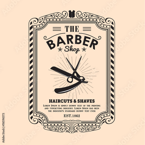 vintage frame border retro design label barber shop border vecto Stock  Vector | Adobe Stock
