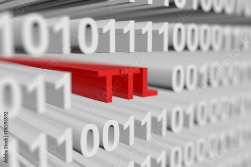 TTL in binary code with blurred background 3D illustration photo