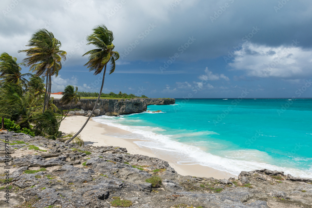 tropical beach Bottom Bay on the caribbean island Barbados