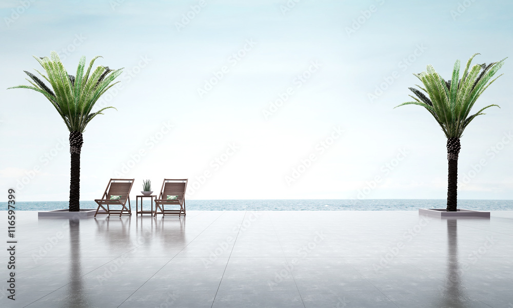 3D render vacation sea view