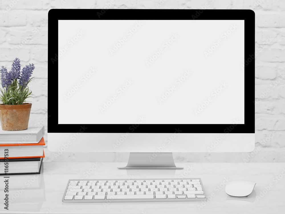 Computer monitor on working desk Computer monitor on working desk