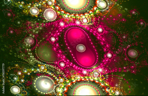 Illustration fractal background with pearls.