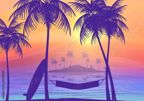 Summer Vacation Island Background - Vector Illustration