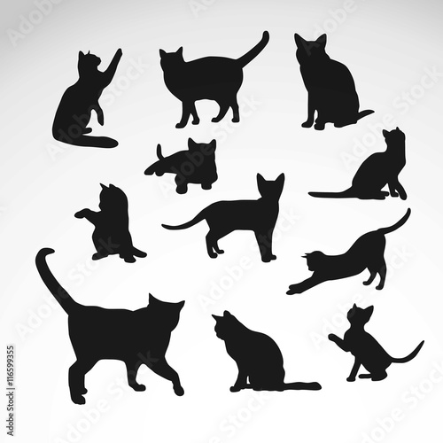 Fototapeta Naklejka Na Ścianę i Meble -  Black cat silhouettes set 