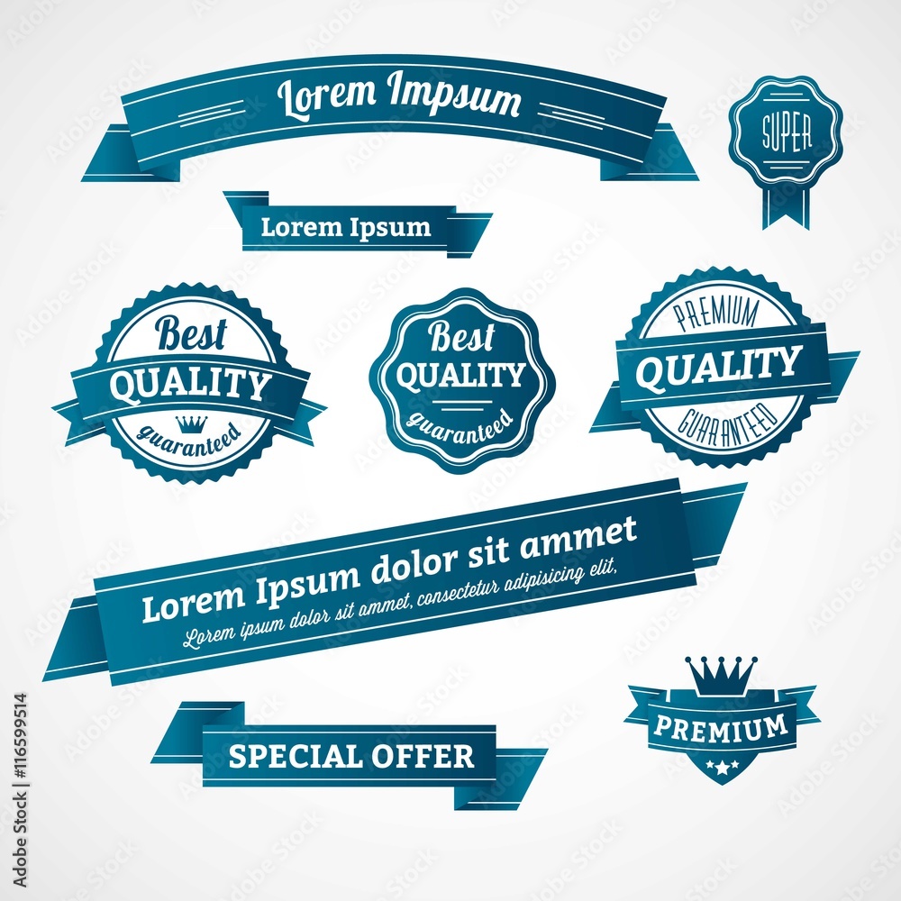 Fototapeta premium Blue retro badges and banners