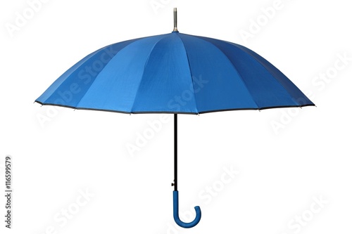 Blue umbrella on white