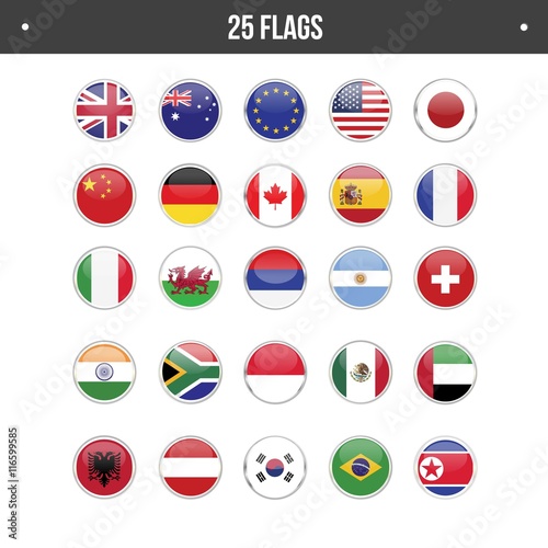 25 flags round set