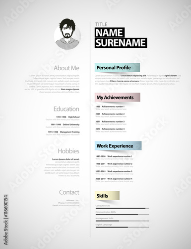 Creative cv template with paper stripes.