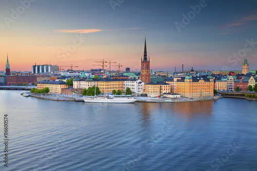 Stockholm. Image of Stockholm, Sweden during twilight blue hour.